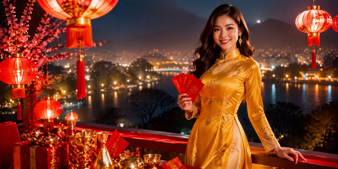 Phong bì đỏ may mắn và áo dài tại Đà Lạt trên 8win55